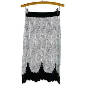H&M- Pencil Stretch Skirt -Black and White with lace detail - Medium